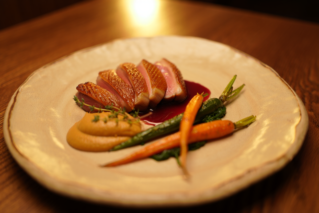 Mevsimsel malzemelerle hazırlanan özenli tabak sunumu